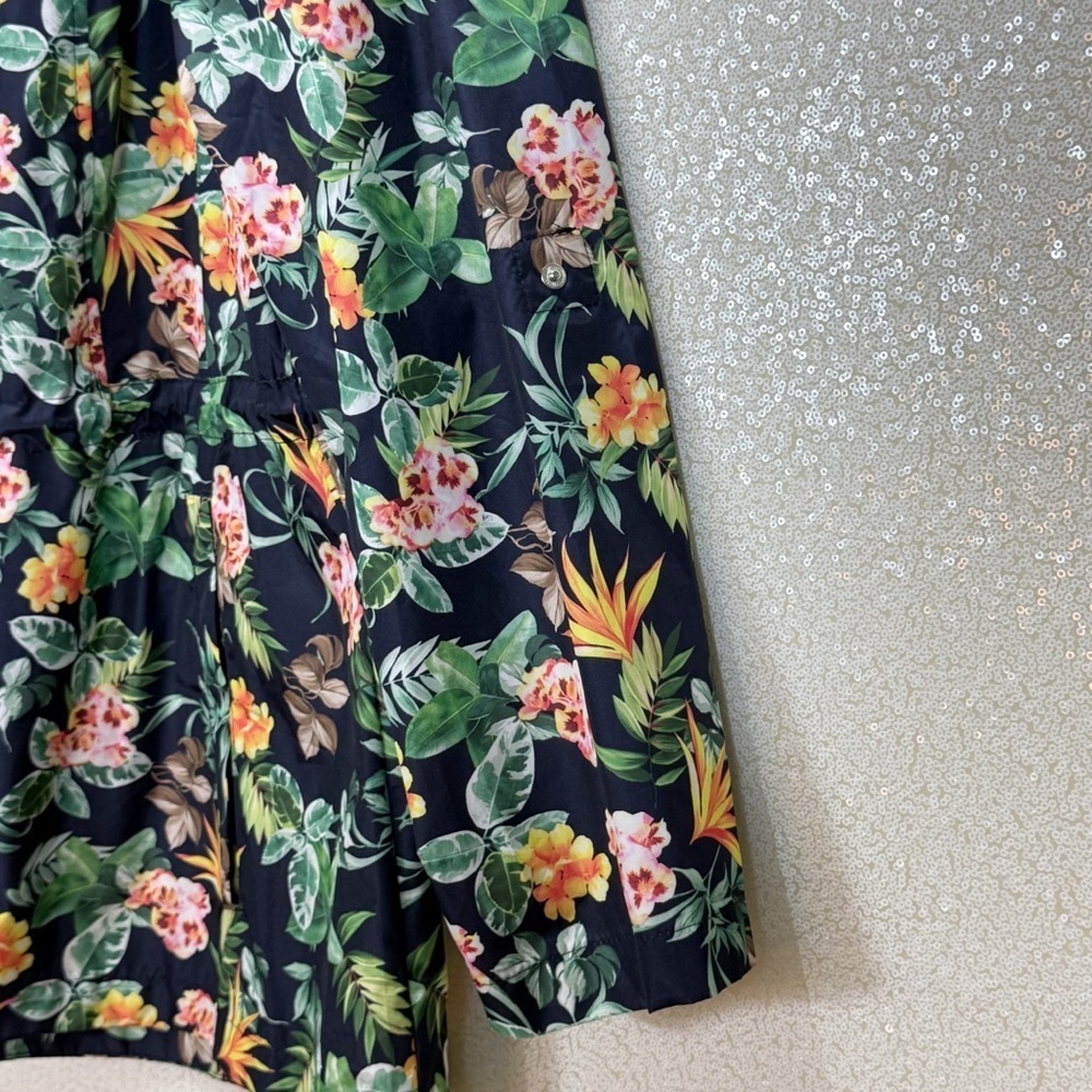 Susan Graver XL Tropical Floral Hooded Utility Jacket Zip Front - Picture 8 of 15